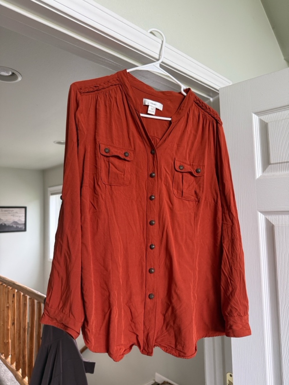 CJ Banks Rust Red Button-Down Shirt